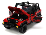 Auto Jeep Wrangler - Glossy Red w/Black 1992  1:24 Jada Toys JT-33851