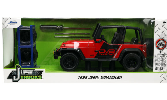 Auto Jeep Wrangler - Glossy Red w/Black 1992  1:24 Jada Toys JT-33851