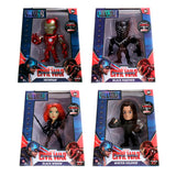 Figura black panther, black widow, winter soldier ironman  de Metal 4" -84279-W2    2 x 37,0